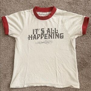 Stoned Immaculate Ringer Graphic It’s All Happening T-Shirt Women’s Small